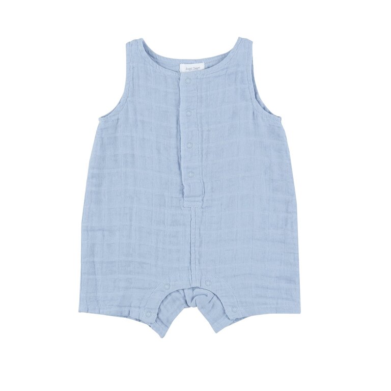 ANGEL DEAR Angel Dear SB Dusty Blue Solid Muslin Shortie Romper