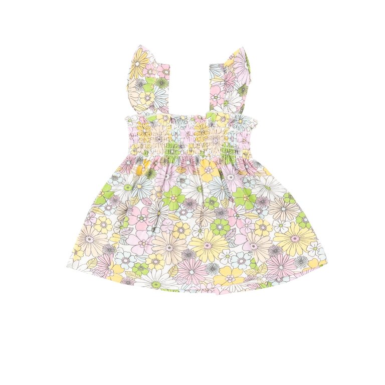 ANGEL DEAR Angel Dear SB Mixed Retro Floral Ruffle Strap Smocked Top + DC