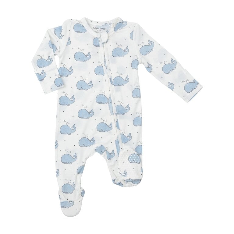 ANGEL DEAR Angel Dear SB Bubbly Whale Blue 2 Way Zipper Footie