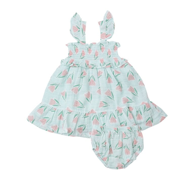 ANGEL DEAR Angel Dear SB Tulips Smocked Ruffle Sundress & DC