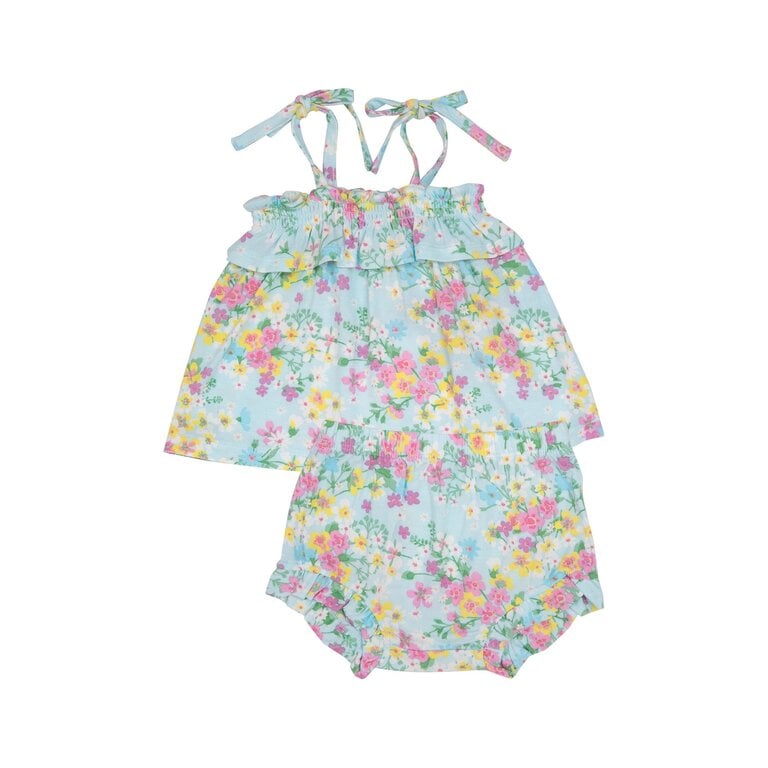 ANGEL DEAR Angel Dear SB Little Buttercup Floral Ruffle Top + Bloomer