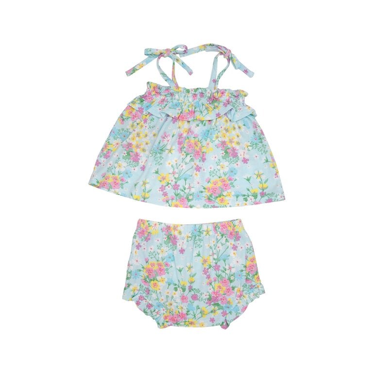 ANGEL DEAR Angel Dear SB Little Buttercup Floral Ruffle Top + Bloomer