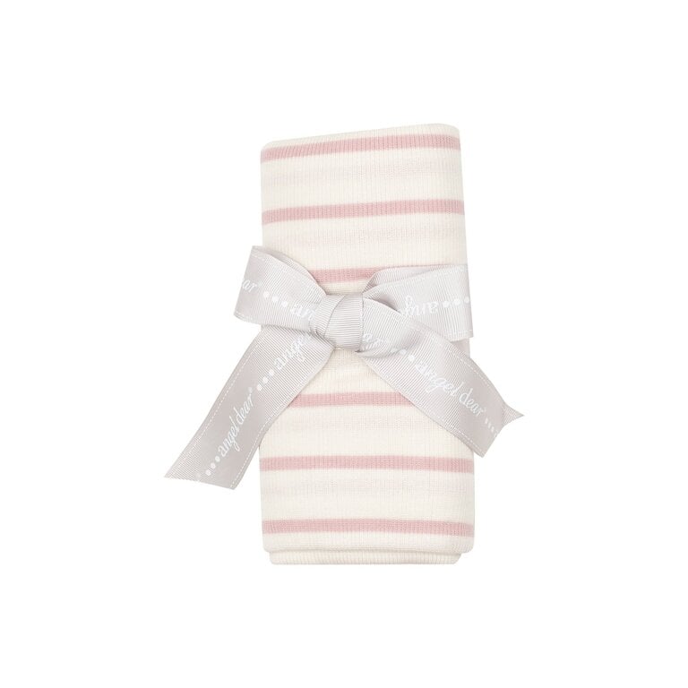 ANGEL DEAR Angel Dear SB Silver Pink + Sugar Swizzle Rib Swaddle Blanket