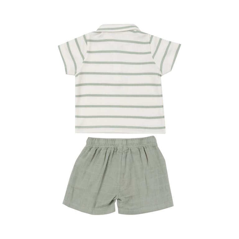 ANGEL DEAR Angel Dear SB Desert Sage + Sugar Swizzle Muslin Short + Polo Shirt Set