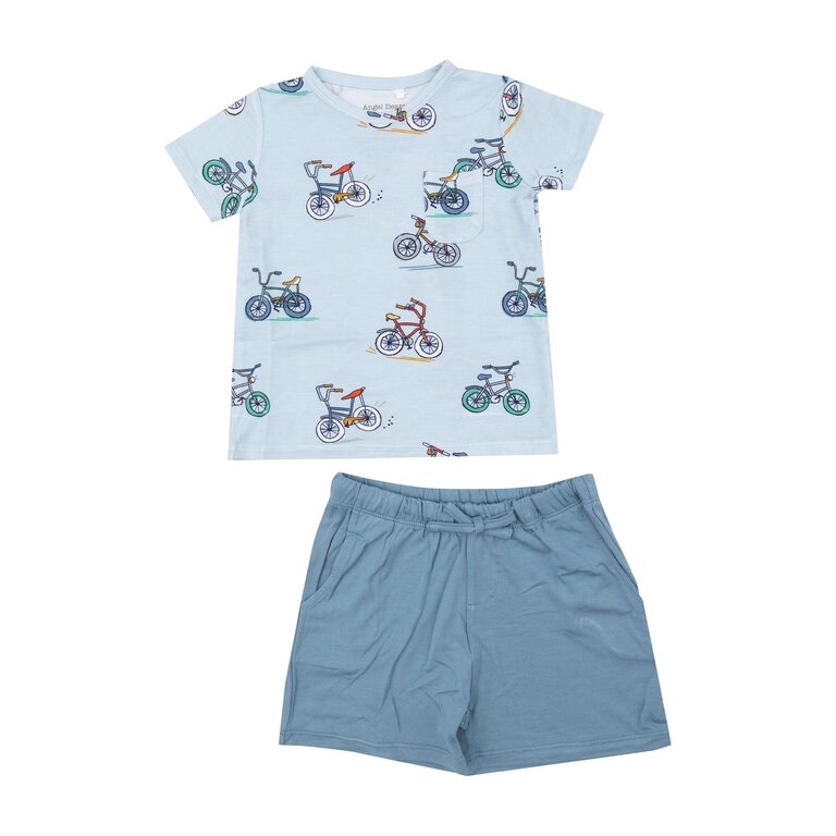 ANGEL DEAR Angel Dear SB Bikes Blue Crew Neck Tee & Short Set