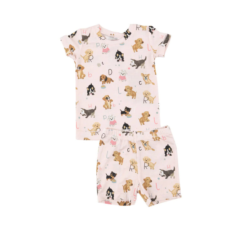 ANGEL DEAR Angel Dear SB Puppy Alphabet Pink Short LoungeWear Set