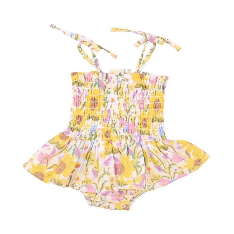 ANGEL DEAR Angel Dear SB Sunflower Dream Floral Smocked Bubble + Skirt