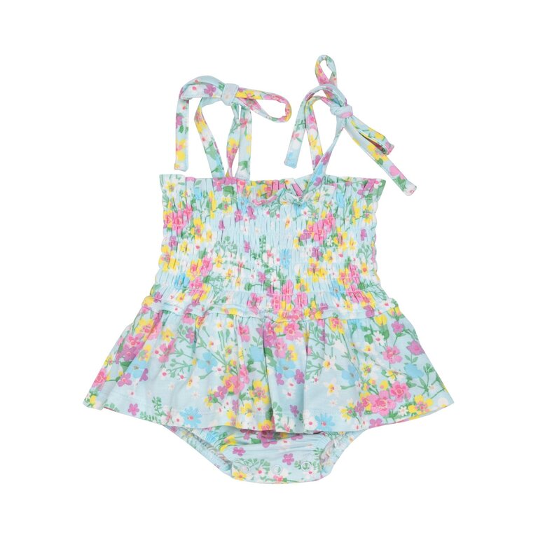 ANGEL DEAR Angel Dear SB Little Buttercup Floral Smocked Bubble + Skirt