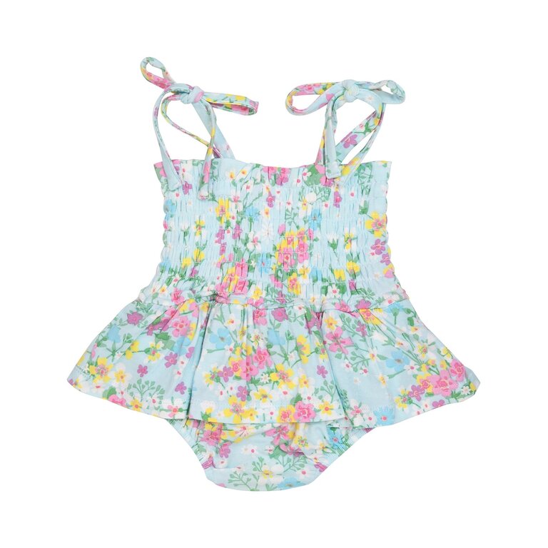 ANGEL DEAR Angel Dear SB Little Buttercup Floral Smocked Bubble + Skirt