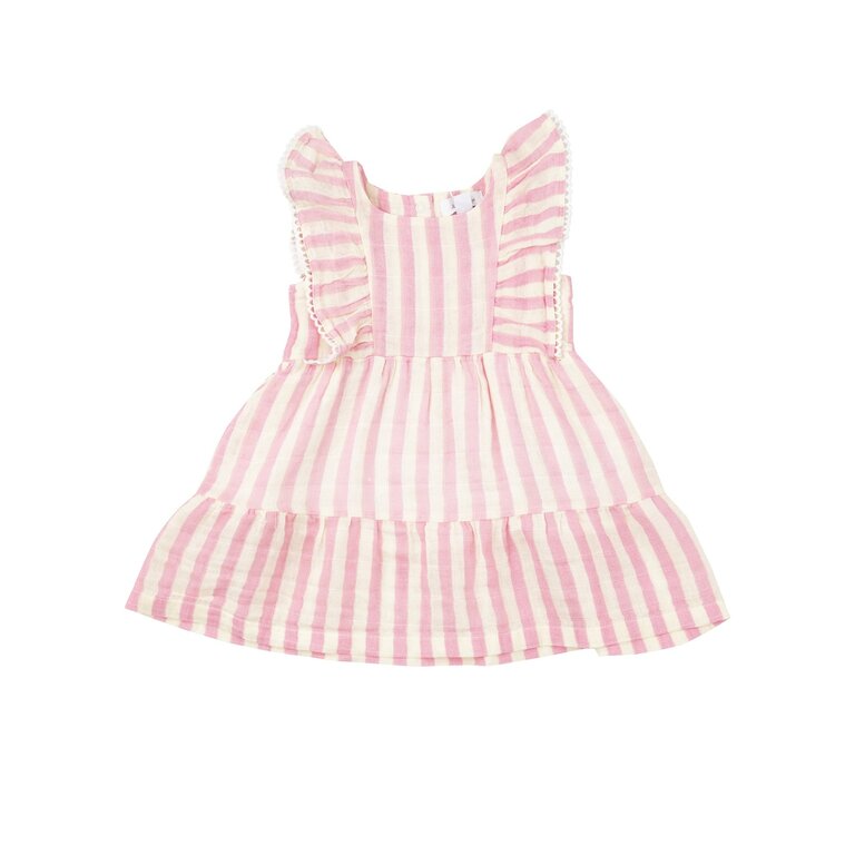 ANGEL DEAR Angel Dear SB Pink Stripe Picot Edged Dress