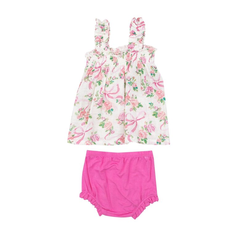 ANGEL DEAR Angel Dear SB Coquette Bows Ruffly Strap Top + Bloomer Set