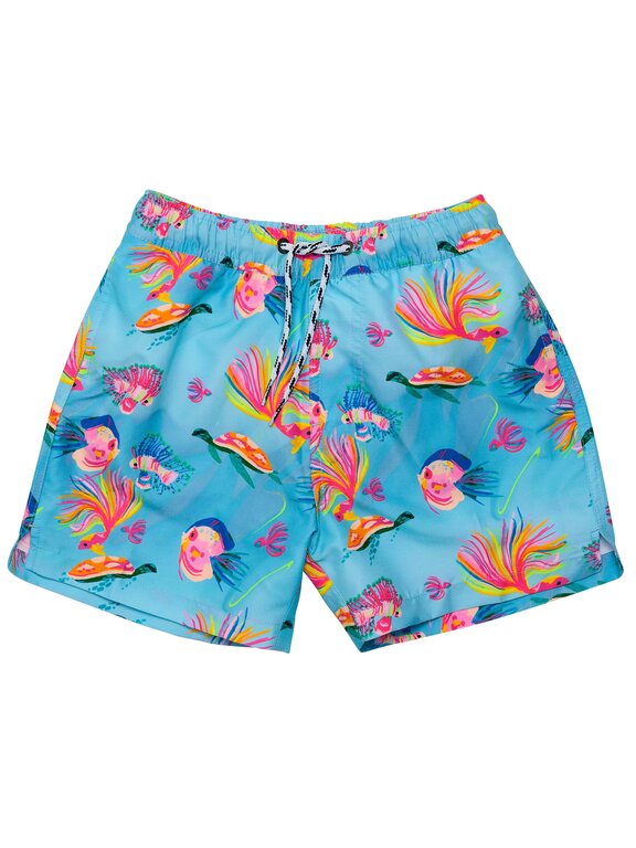 SNAPPER ROCK SNAPPER ROCK KALEIDO FISH SUSTAINABLE SWIM SHORTBLUE
