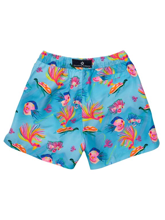 SNAPPER ROCK SNAPPER ROCK KALEIDO FISH SUSTAINABLE SWIM SHORTBLUE
