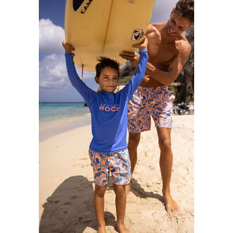 SNAPPER ROCK SNAPPER ROCK TROPICANA VACAY SUSTAINABLE SWIM SHORTORANGE / BLUE