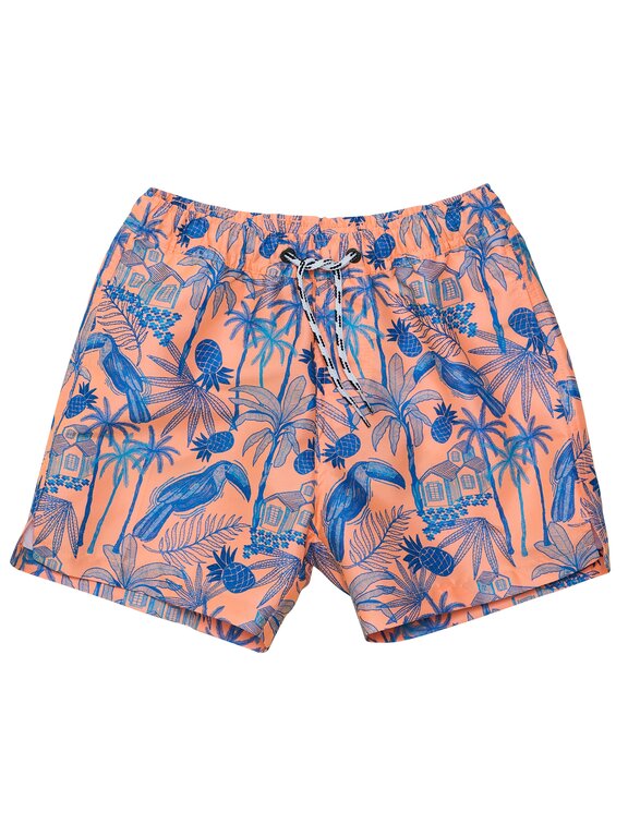 SNAPPER ROCK SNAPPER ROCK TROPICANA VACAY SUSTAINABLE SWIM SHORTORANGE / BLUE
