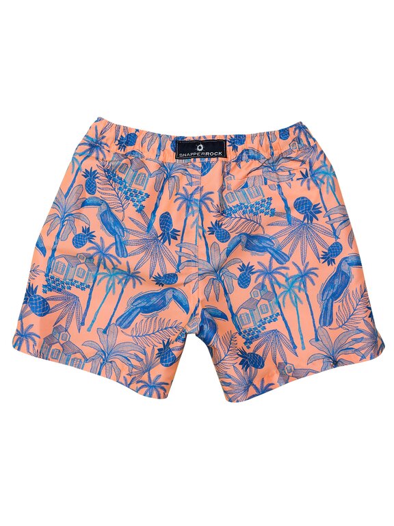 SNAPPER ROCK SNAPPER ROCK TROPICANA VACAY SUSTAINABLE SWIM SHORTORANGE / BLUE