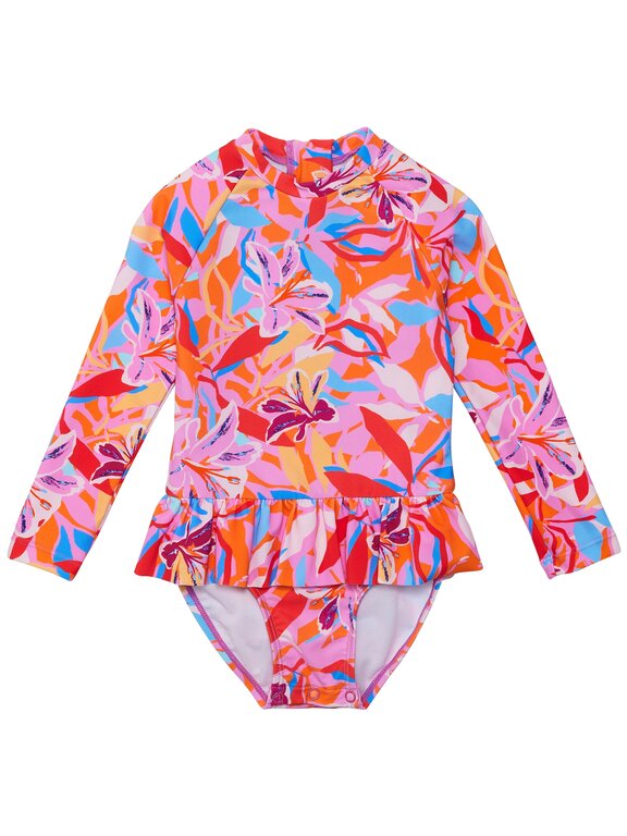 SNAPPER ROCK SNAPPER ROCK BLOOMING SUNSET SUSTAINABLE LS SKIRT SURF SUITMULTI