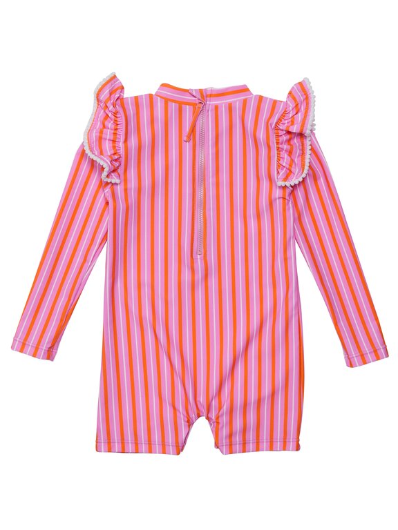 SNAPPER ROCK SNAPPER ROCK STRIPY SUNSET SUSTAINABLE LS SUNSUITPINK