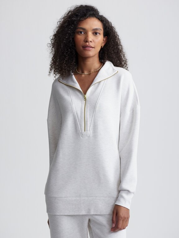 Varley Varley Masie Longline Sweat Ivory Marl