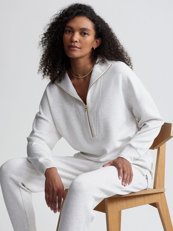 Varley Varley Masie Longline Sweat Ivory Marl