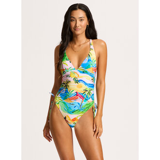 SEAFOLLY Seafolly Drawstring Side One Piece Turquoise
