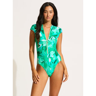 SEAFOLLY Seafolly Zip Front One Piece Jade