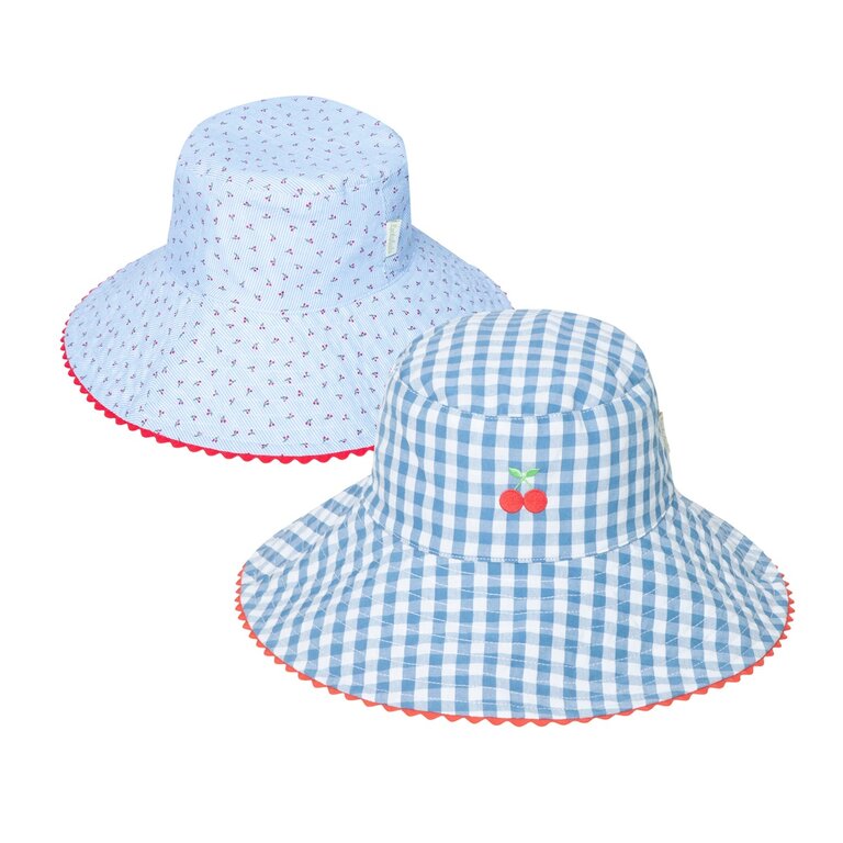 ROCKAHULA ROCKAHULA Cherry Gingham Reversible Sun Hat 7-10 Years