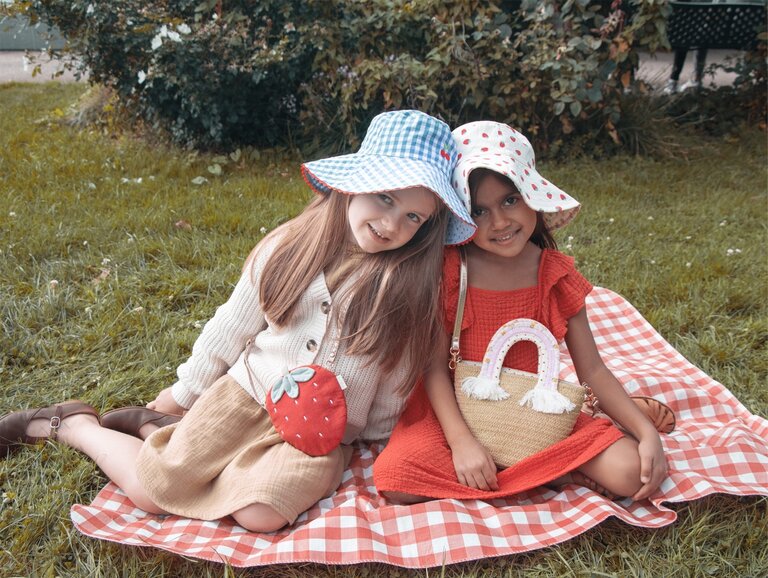 ROCKAHULA ROCKAHULA Cherry Gingham Reversible Sun Hat 7-10 Years