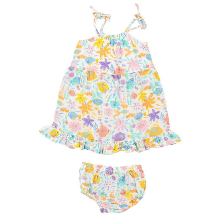 ANGEL DEAR Angel Dear TROPICAL FISH FLORAL TWIRLY TANK DRESS & DIAPER COVER