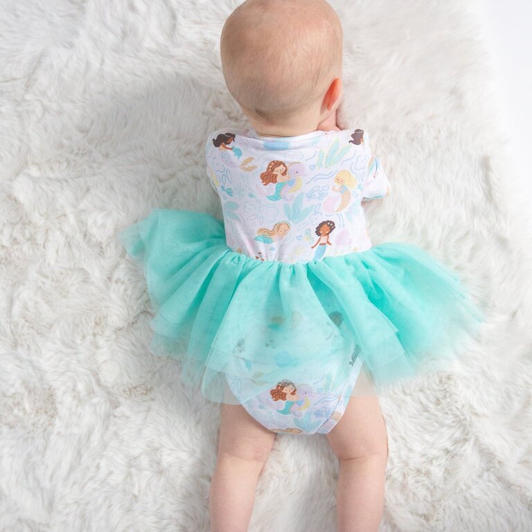 ANGEL DEAR Angel Dear MAGICAL MERMAIDS TWIRLY S/S TUTU BODYSUIT DRESS