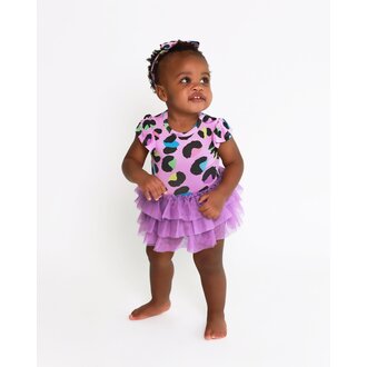 POSH PEANUT Posh Peanut Electric Leopard - Ruffled Cap Sleeve Tulle Skirt Bodysuit