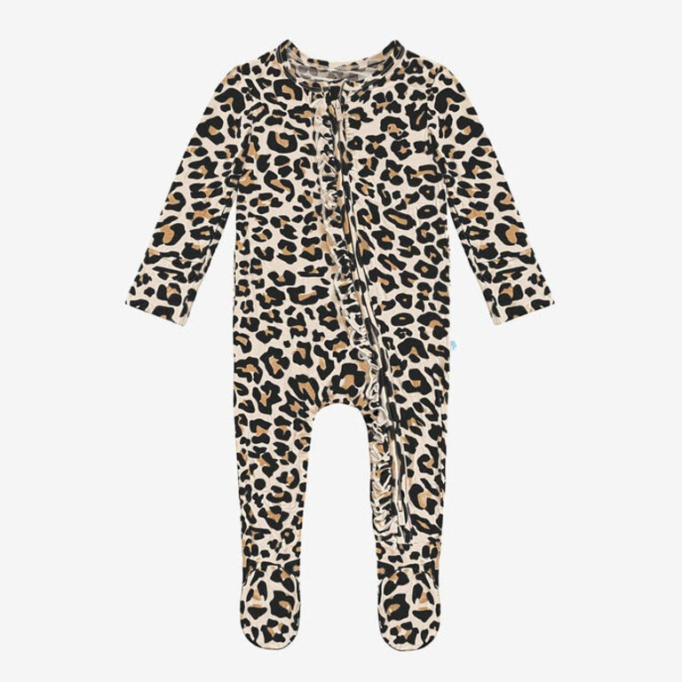 POSH PEANUT Posh Peanut Lana Leopard - Footie Ruffled Zippered One Piece