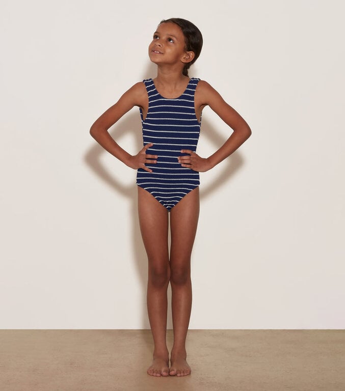 HUNZA G HUNZA G KIDS ALVA SWIM - NAVY/WHITE STRIPE