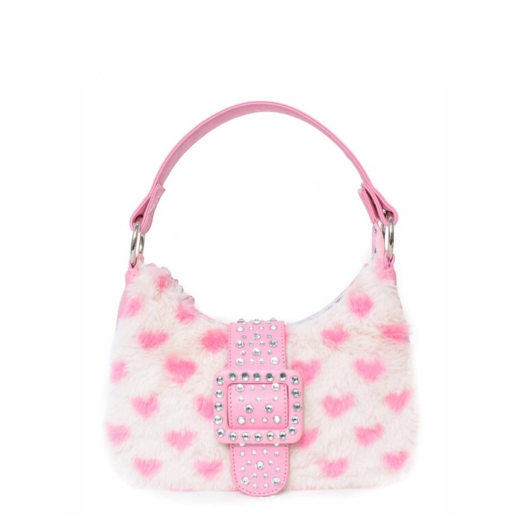 OMG ACCESSORIES OMG HEART FAUX FUR MINI BAG