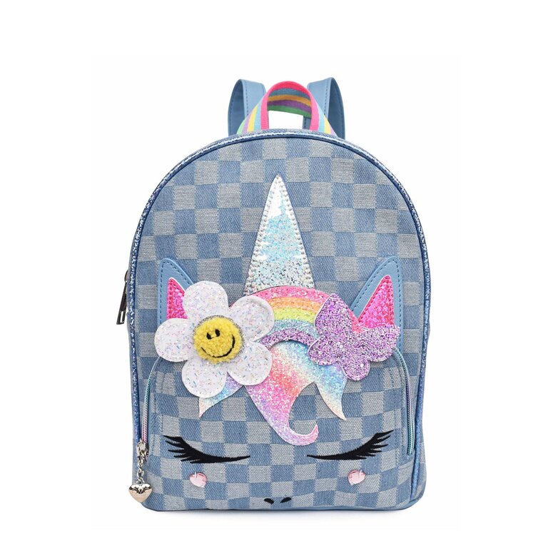 OMG ACCESSORIES OMG GWEN CHECKER DENIM MINI BACKPACK