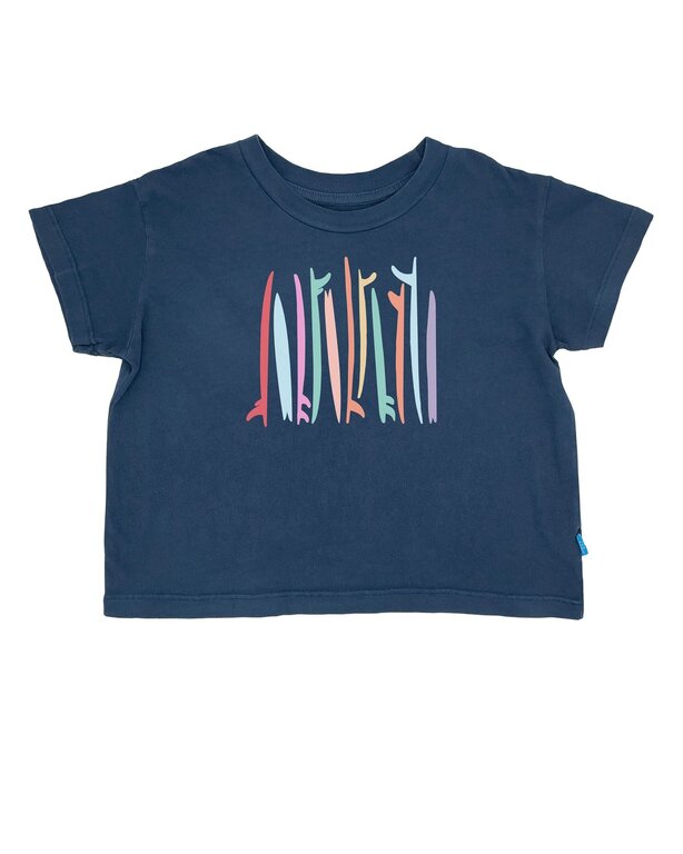 FEATHER 4 ARROW FEATHER 4 ARROW RAINBOW SURF CROP TEE NAVY