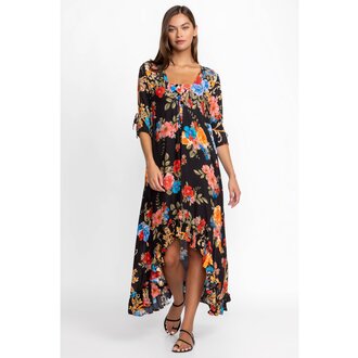 JOHNNY WAS JOHNNY WAS BLACK ROYAL LONG RUFFLE KIMONO