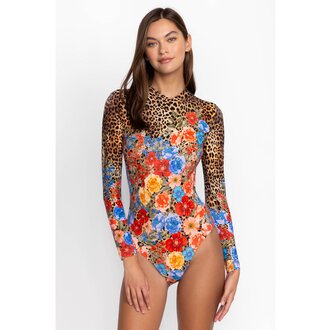 JOHNNY WAS JOHNNY WAS CHEETAH CROSS OVER NECK SURF ONE PIECE