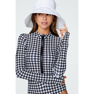 WATSKIN WATSKIN RYANN L/S HOUNDSTOOTH BODYSUIT