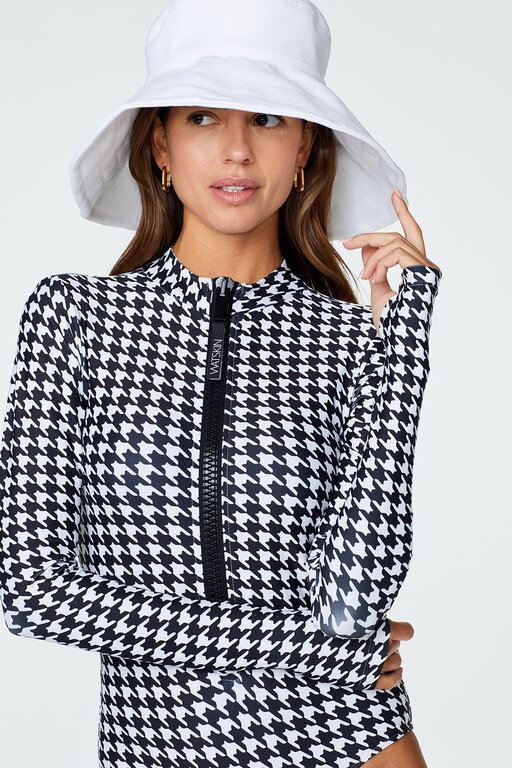 WATSKIN WATSKIN RYANN L/S HOUNDSTOOTH BODYSUIT