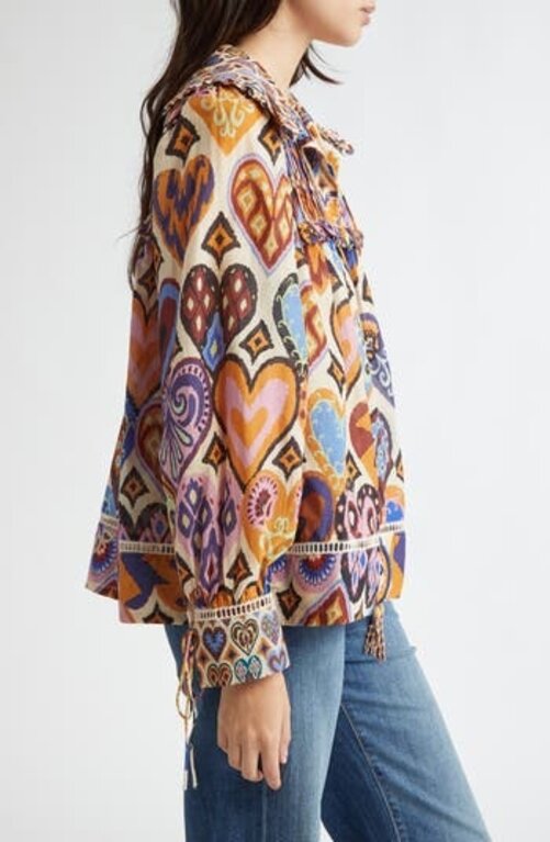 FARM RIO FARM RIO HEARTS IKAT CREAM BLOUSE