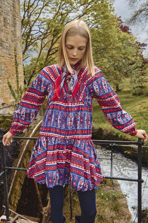 Hunter Bell Sawyer Dress Carmine Block Print