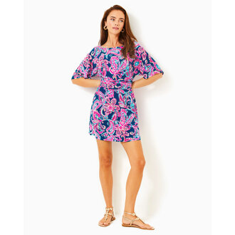 LILLY PULITZER LILLY PULITZER PARIGI BOAT NECK ROMPER MULTI FLITTING ABOUT
