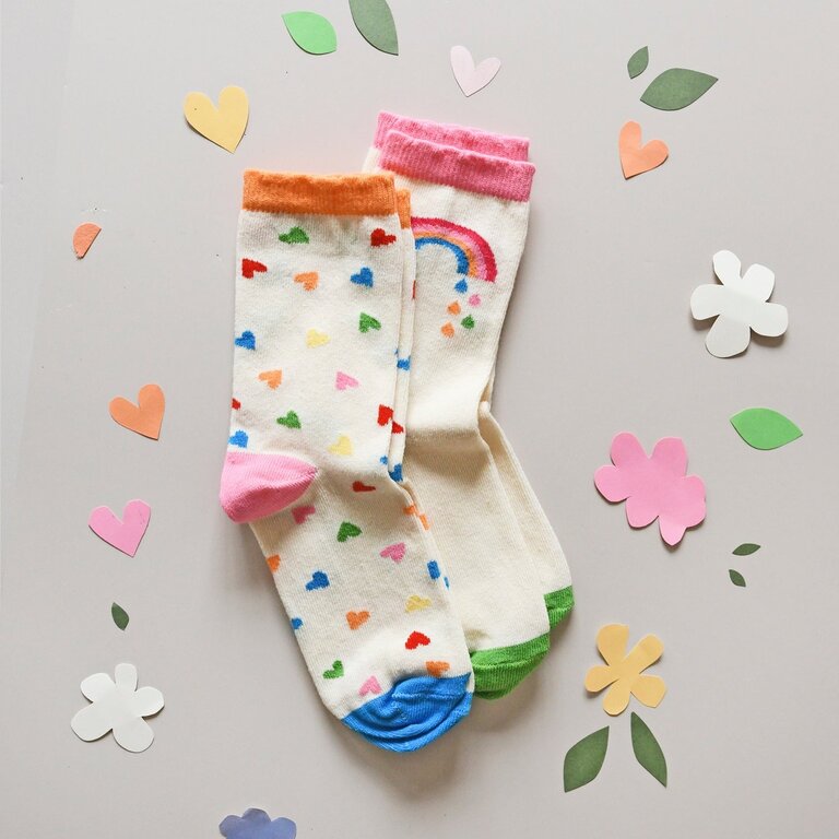 ROCKAHULA Rockahula Rainbow Hearts 2 Pack Socks 12-3 Jnr