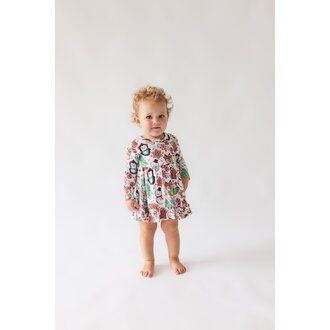 POSH PEANUT Posh Peanut Cookie Medley - Long Sleeve Ruffled Bodysuit Dress