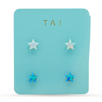 TAI Tai Set of 2  Star Studs Blue