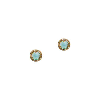 TAI Tai Cz Round Stud Earrings Blue Zircon