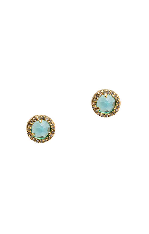 TAI Tai Cz Round Stud Earrings Blue Zircon