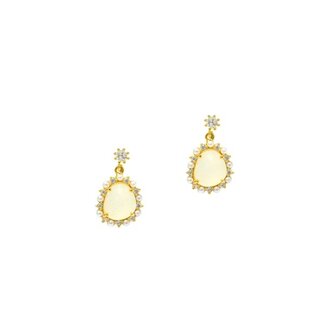 TAI Tai Drop Earring With Colored Glass And Cz Trim Moonstone