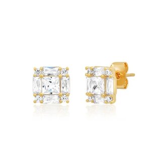 TAI Tai Princess Cut CZ Studs Gold